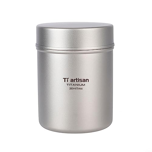 RANRAO 280 ml Titan-Teedose, kleine Tee-Versiegelungsbox, tragbarer Mini-Aufbewahrungsbehälter für Kaffeebohnen, für Outdoor-Reisen von RANRAO