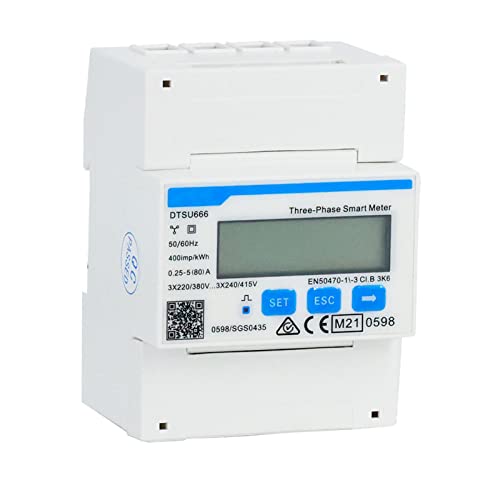 3 Phasen 4P Stromzähler DTSU666 AC Ampere Volt Leistung Energiemonitor Energy Meter, Smartmeter Leistungssensor für PV Anlage DIN 35mm Stromzähler Power Sensor, RS485 Modbus-RTU 3×220/380V 5(80)A von RANRAO