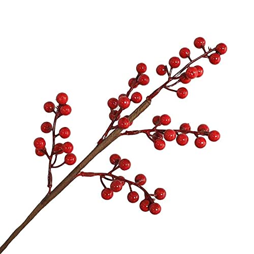 RANRAO 5 Bouquet künstliche rote Beerenstiele Stechpalme, rote Beerenstiele, künstliche rote Beerenstiele für Weihnachtsbaumschmuck von RANRAO