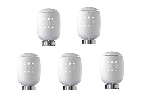 5 Stück Zigbee Smart Heizkörperthermostat Elektronisch - Smart Programmierbares WLAN Erweiterbares Heizkörperthermostatventil - Thermostat heizung Digital - Kompatibel für Google-Home und AIexa von RANRAO