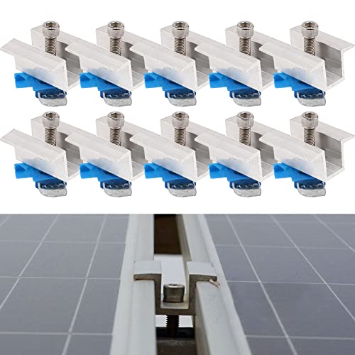 RANRAO Aluminium-Endklemme PV-Solarzellen, Photovoltaik-Kantenklemme Montageschiene Zubehör für Modulhöhe 30/35 mm, Solarmodulklemme für die Montage von Aluminiumprofilen 50 mm, 10 Stück von RANRAO