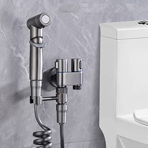 RANRAO Bidet Vollkupfer Handbrause, mit 1-in-2-out-Doppelsteuerventil Wasserhahnspender, für Dusche Badezimmer Hygiene Toilettenpapier Windelreinigung, G1/2 Ventil, Grau RANRAO Bidet Vollkupfer Handbrause, mit 1-in-2-out-Doppelsteuerventil Wasserhahnspender, für Dusche Badezimmer Hygiene Toilettenpapier Windelreinigung, G1/2 Ventil, Grau von RANRAO