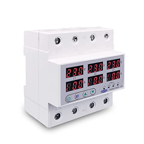 RANRAO DIN-Schienen-3-Phasen-Spannungsrelais 63A 3P InN Voltmeter Amperemeter 3 * 230V+N, 63A with N 3X230V von RANRAO