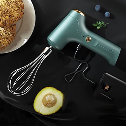RANRAO Elektrischer Schneebesen, Akku-Handbesen mit 2 Edelstahlschlägeln, USB Wiederaufladbarer Handmixer zum Backen von Kuchen Ei Creme, 3-fach verstellbar (grün) von RANRAO