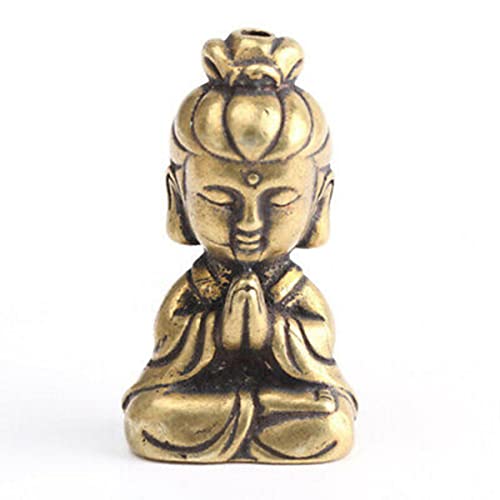 RANRAO Mini-Guanyin-Buddha-Statue aus Kupfer, kleines Auto-Ornament, Heimdekoration, Zubehör, religiöse Skulpturen, Wohnzimmer, Desktop-Dekoration von RANRAO
