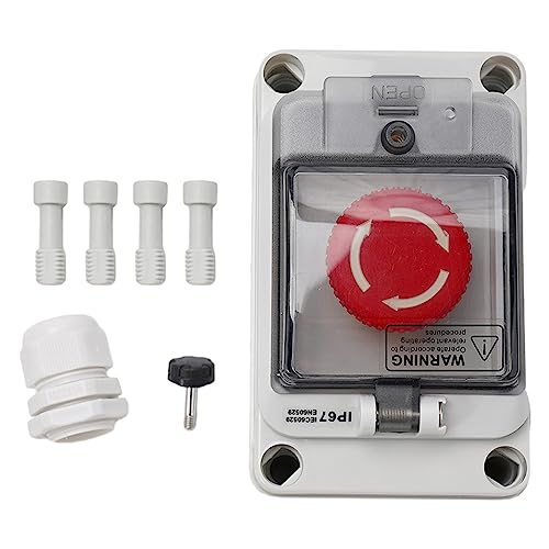 Abdeckung für Notausschalter, Not-Aus-Taste mit Schutzabdeckung, IP67-Not-Aus-Schalter mit Kasten, Not-Aus-Druckknopfschalter, Abschließbarer Schalterschutz - Anti-Fehlbedienungsschalter 13*8*10cm von RANRAO