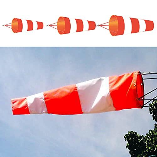 Windsäcke für den Garten, Windsack für Draußen mit Reflektierenden, Rot + Weiß Flughafen-Windsack, Ripstop-Polyester, Windmessung, Sockentasche Hängende Dekoration, Windsack Flagge, 60/80/100 cm von RANRAO