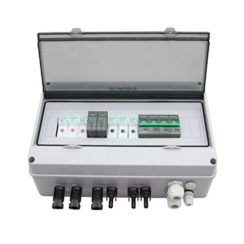 RANRAO Solar PV Combiner Box 3 In 1 Out PV Anschlusskasten 1000V mit 4P 1000V DC MCB, 2P 1000V DC für SPD und 1000V 15A DC-SICHERUNG, Solar PV Anschlusskasten IP65 für Solarmodul-System-Kit von RANRAO
