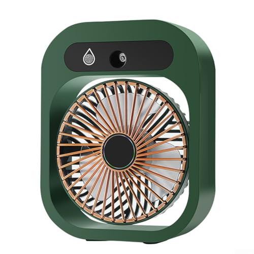RANRAO Tragbarer Klimaanlagen-Schreibtischventilator, USB-Luftkühler, Wassernebel-Spray, Klimaanlagen-Ventilator, tragbarer Nebelventilator, Kühlung, wiederaufladbarer USB-Luftbefeuchter (grün) von RANRAO