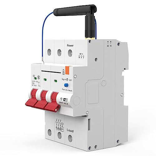 RARRAO Tuya WiFi Smart Circuit Breaker, intelligenter Energiezähler kWh, Miniatur-Leistungsschalter mit Messung 3P 63A, Stromverbrauchsaufzeichnung von RANRAO