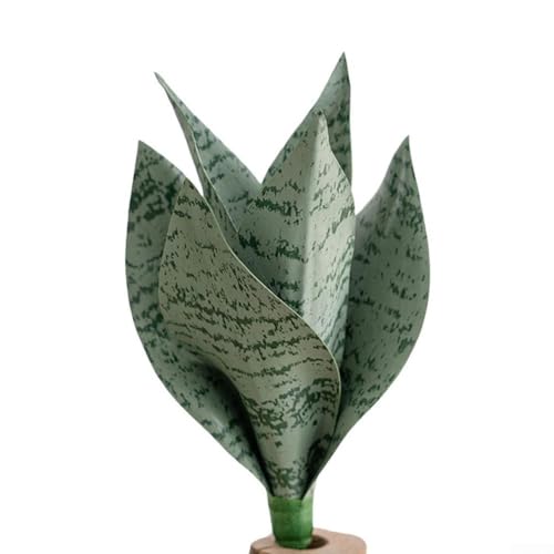 Realistische Simulation Schlangenpflanze aus Weich-PVC Indoor Kunstpflanze für Badezimmer, Büro, Schlafzimmer und Wohnzimmer (Hellgrün) von RANRAO