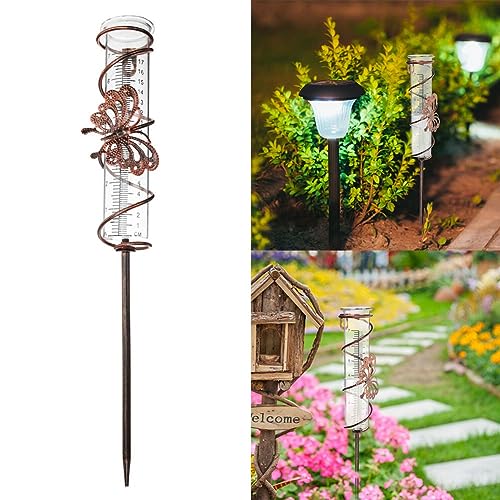 Regenmesser, Schmetterling Rasen Regen Messgerät Glas schwimmend Metall für Outdoor Garten Landschaften, für Garten, Hof, Deck, Rasen, Landschaft, Teich von RANRAO