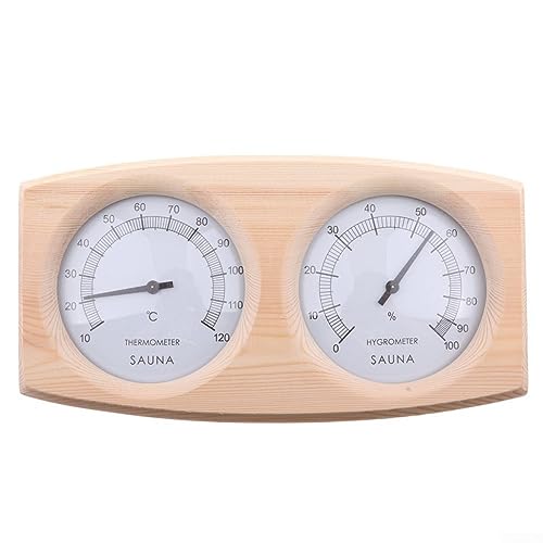 Sauna Thermometer, 2-in-1 Holz Genaue Wand Montiert Thermometer Hygrometer Temperaturmonitor Pool Sauna Werkzeuge Zubehör von RANRAO