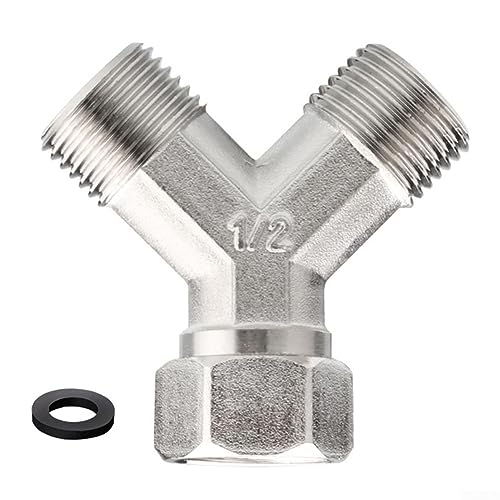 Schlauchverteiler, 1 Stück Kupfer Geschirrspüler Waschmaschine Wasserhahn Y Dual Splitter 1/2 Zoll Rohrverbinder Drei-Wege-Schlauch-Wasserhahn-Anschluss von RANRAO