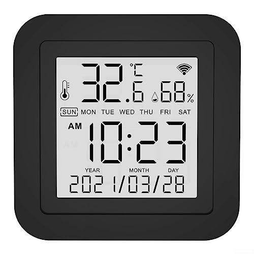 Smart IR-Fernbedienung TUYA WiFi-Temperatur-Feuchtigkeitsmonitor, Temperatur- und Feuchtigkeitssensor-LCD-Display, funktioniert mit Tuya/Smart Life von RANRAO