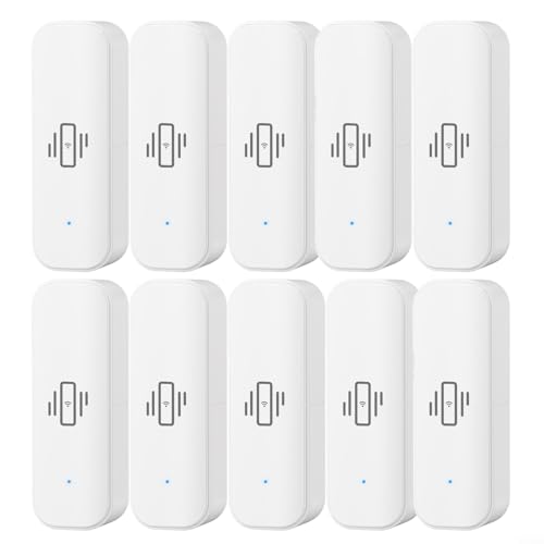 WLAN-Vibrationssensor, kabelloser Mini-Glasbruchmelder für Alarm und Smart-Home-Automatisierung, kein Hub erforderlich, kompatibel mit Tuya/für Smart Life App (10 Stück) von RANRAO
