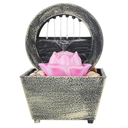 Lotus-Rückfluss-Räucherstäbchenhalter, Wasserfall-Meditationsbrunnen mit Unregelmäßigen Steinen, USB-Wasserbrunnen kreative fließende Wasserornamente, Tischbrunnen Desktop für den Innenbereich, Büro von RANRAO