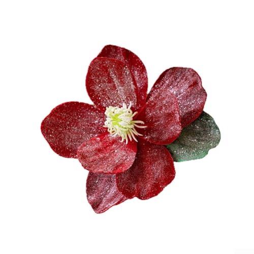 Weihnachtsgirlande mit künstlichen Lotusblumen aus Flanell, 25 cm Durchmesser und 15 cm Stab, für Zuhause oder Veranstaltung (rot) von RANRAO