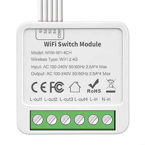 für Tuya Smart Switch, Smart Lichtschalter 2-Wege-WIFI-App-Fernbedienung 10A 2/3/4 Bit 2-Wege-Steuerung Hausautomationsmodul von RANRAO