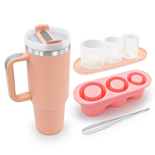 RANXINGST Eiswürfelform mit Deckel und 40 oz Thermobecher mit Strohhalm und Deckel 2er Pack, Eiswürfelbehälter Silikon + Trinkbecher aus Edelstahl mit Griff 1.2L - Rosa RANXINGST Eiswürfelform mit Deckel und 40 oz Thermobecher mit Strohhalm und Deckel 2er Pack, Eiswürfelbehälter Silikon + Trinkbecher aus Edelstahl mit Griff 1.2L - Rosa von RANX INGST