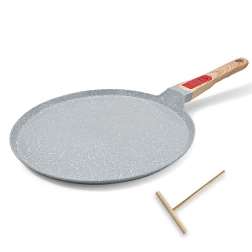 RANX INGST Crepe Pfanne mit Abnehmbarer Griff 30 cm - Antihaft Keramikbeschichtung - Palatschinken Pfanne mit Teigverteiler - Blau von RANX INGST