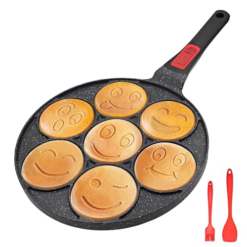 RANX INGST Pancake Pfanne Induktion, Antihaft Pancake Maker 7 Löcher mit Abnehmbarer Griff zum Kinderfrühstück - Schwarz von RANX INGST