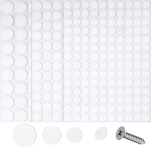 290 Stück nicht verblassende Lochabdeckungen, PVC, staubdicht, klebrige Schrauben, 12 mm, 15 mm, 21 mm, staubdichte und wasserdichte Lochabdeckungen, Kappen für Löcher, selbstklebende Kappen, weiß 290 Stück nicht verblassende Lochabdeckungen, PVC, staubdicht, klebrige Schrauben, 12 mm, 15 mm, 21 mm, staubdichte und wasserdichte Lochabdeckungen, Kappen für Löcher, selbstklebende Kappen, weiß von RANYAKE