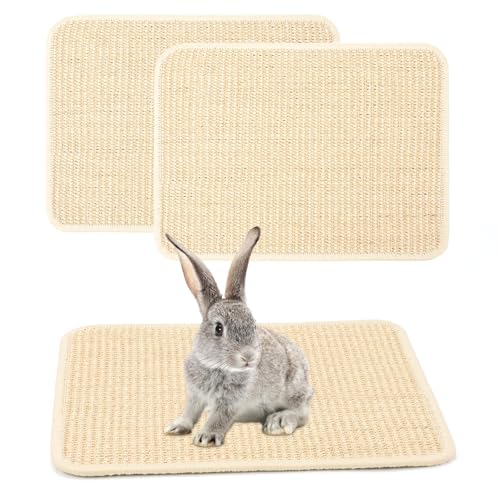 RANYPET 2 Kratzmatte für Kaninchen, natürliches Sisal Teppich Kaninchen-Matten für Käfige, Kauspielzeug für Häschen Krallen und Zahnpflege, Haustierkäfig Bettwäsche zum Beißen Schlafen, 40x30cm RANYPET 2 Kratzmatte für Kaninchen, natürliches Sisal Teppich Kaninchen-Matten für Käfige, Kauspielzeug für Häschen Krallen und Zahnpflege, Haustierkäfig Bettwäsche zum Beißen Schlafen, 40x30cm von RANYPET