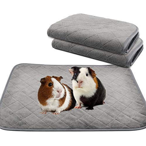 RANYPET 2 Stück PIPI Pad für Meerschweinchenkäfig, Sehr saugfähige Wiederverwendbare und waschbare Fleece Trainingspads für Haustiere mit wasserdichter Unterseite für Kleintiere L Grau von RANYPET