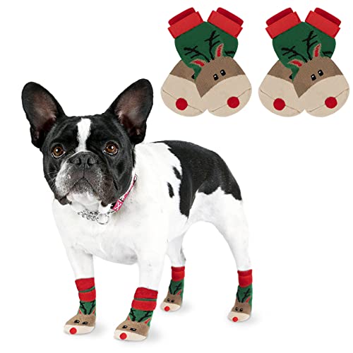 RANYPET Weihnachtssocken für Hunde 2 Paar – Indoor Anti-Rutsch Socken Weicher Verstellbarer Pfotenschutz für Alter Hund mit Riemen Traktionskontrolle für den Innenbereich auf Hartholzböden S RANYPET Weihnachtssocken für Hunde 2 Paar – Indoor Anti-Rutsch Socken Weicher Verstellbarer Pfotenschutz für Alter Hund mit Riemen Traktionskontrolle für den Innenbereich auf Hartholzböden S von RANYPET