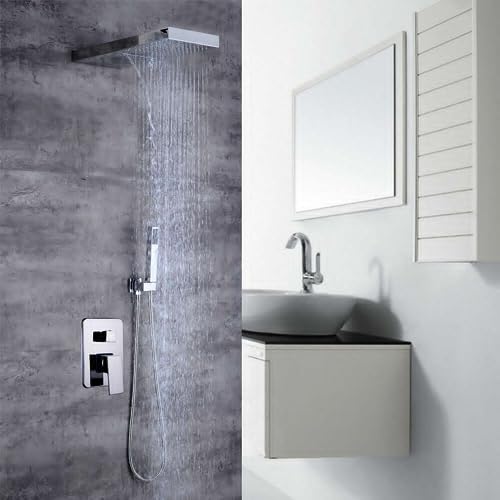 Wandmontage Unterputz Duschset inkl Handbrause & Kopfbrause Regendusche, 304 Edelstahl Duscharmatur Armaturen Silber Duschsystem Messing für Badezimmer zuHause von RANZIX