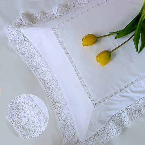 RANZNAZ Set mit 2 Kissenbezügen mit Spitzenstickerei, 100% Catton Queen-Size, weiße Kissenbezüge mit Umschlagverschluss, weicher und atmungsaktiver Kissenbezug, 50,8 x 76,2 cm RANZNAZ Set mit 2 Kissenbezügen mit Spitzenstickerei, 100% Catton Queen-Size, weiße Kissenbezüge mit Umschlagverschluss, weicher und atmungsaktiver Kissenbezug, 50,8 x 76,2 cm von RANZNAZ