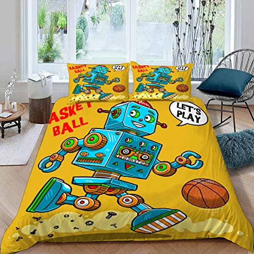 RAOHA 100% Mikrofaser 3D Motiv Roboter Basketball Bettwäsche 155x220 cm 3teilig Schlafkomfort Jugendliche Basketball Bettbezug mit Reißverschluss Sommer Weiche Betten Set mit Kissenbezüge 80x80 RAOHA 100% Mikrofaser 3D Motiv Roboter Basketball Bettwäsche 155x220 cm 3teilig Schlafkomfort Jugendliche Basketball Bettbezug mit Reißverschluss Sommer Weiche Betten Set mit Kissenbezüge 80x80 von RAOHA