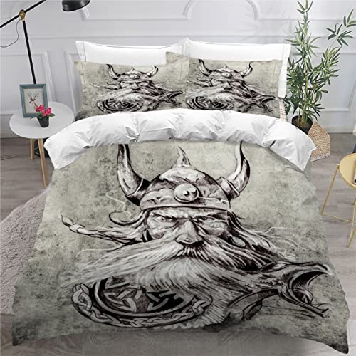 RAOHA Wikinger Bettwäsche-Sets 135x200 4teilig 100% Mikrofaser 3D Motiv Vintage Odin Bettwäsche Wikinger mit Reißverschluss Sommer Weiche Viking Kinderbettwäsche mit Kissenbezüge 80x80 cm RAOHA Wikinger Bettwäsche-Sets 135x200 4teilig 100% Mikrofaser 3D Motiv Vintage Odin Bettwäsche Wikinger mit Reißverschluss Sommer Weiche Viking Kinderbettwäsche mit Kissenbezüge 80x80 cm von RAOHA