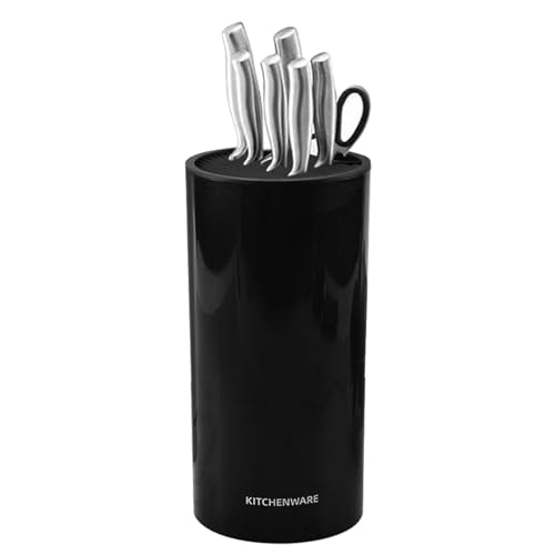 Universal Runder Messerblock Halter Universal Messerblock Leer Hält Messer Organisiert Messerblock Plastik Mit Ablaufloch 22 * 11cm Für Ablage Verschiedener Messer Und Scheren(Schwarz) von RAOLAWOBA