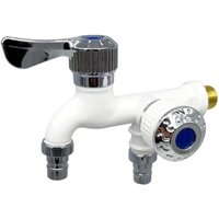 2-in-1 Multifunktions-Wasserhahn mit zwei Ventilen, Waschtischmischer, Umsteller und Verteiler – Weiß von RAPANDA