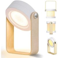 Dimmbare Touch LED Nachttischlampe Retro Tischlampe mit Holzgriff 3 Helligkeitsstufen Faltbare tragbare Tischlampe mit von RAPANDA