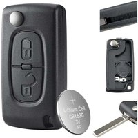 Ersatz-Schlüsselgehäuse mit 2 Tasten, Klappschlüsselgehäuse für Citroen Xsara Peugeot 107 207 307 2BT (0536), VA2-Schlüsselblatt mit Batterie von RAPANDA