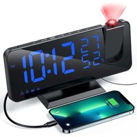 Projektor-Wecker mit Radio, Digitaluhr, Wecker mit USB-Anschluss, 3 einstellbare Helligkeitsstufen, Schlummerfunktion und 15 Lautstärkestufen, von RAPANDA