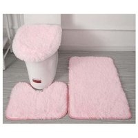 Toilettenmatten-Set, 3-teilig, weiche Mikrofaser-Badezimmermatten – rutschfest – mit PVC-Flanell-Noppenrücken – Badematte + Toilettenmatte + von RAPANDA