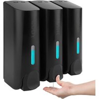 Wandmontierter Seifenspender, Duschgelspender, Dreifach-Shampoo- und Spülungsspender aus ABS für Badezimmer, Küche, Markt, Hotel, Restaurant, 350 ml Wandmontierter Seifenspender, Duschgelspender, Dreifach-Shampoo- und Spülungsspender aus ABS für Badezimmer, Küche, Markt, Hotel, Restaurant, 350 ml von RAPANDA