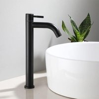 Waschbeckenarmatur, Einhebelmischer aus Edelstahl für heiße und kalte Wasser, elegantes Retro-Design, mattschwarzer Wasserhahn, Waschtischarmatur für von RAPANDA