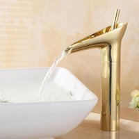 Wasserfall-Badezimmerarmatur, Waschbeckenarmatur, Wasserfall-Mischbatterie, hohes Badezimmer, Wasserfall-Waschbeckenarmatur, Gold, von RAPANDA