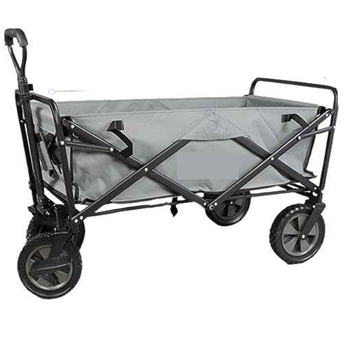 Faltbarer Wagen Wagen Strandwagen Wagen Wagen Faltbarer Wagen Wagen Abnehmbarer Stoff Zusammenklappbar Tragbar Faltwagen Verstellbare Griffe Gartenwagen Camping Trolley (Grau) von RAPGACBQ