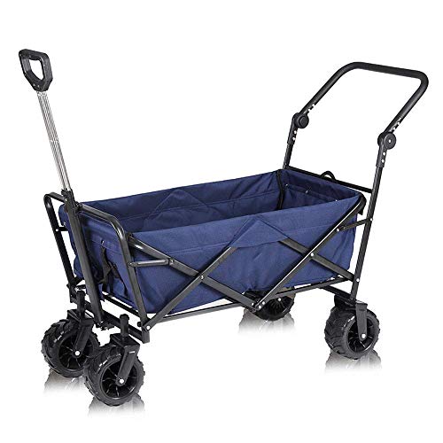 Gartenwagen Faltwagen Faltwagen Klappwagen Lity Trolley Outdoor Wagen Faltbarer Campingwagen mit Futter für Camping Garten Strand All Terrain mit Gummirädern (Dunkelblau Typ B) von RAPGACBQ