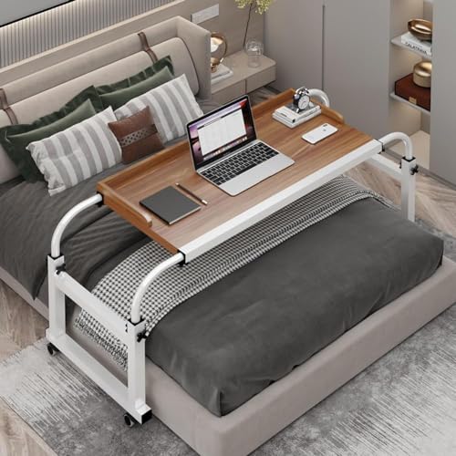 Laptop-Tablett mit Rollen, tragbarer Servierwagen mit Rädern zum Essen, drehbares Design für medizinische Zwecke und Heimbüro-Möbel (Eiche) von RAPGACBQ