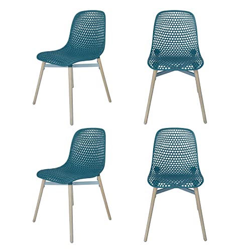 RAPGACBQ Esszimmerstühle 4er Set Holzbeine Kunststoffstühle Moderne Esszimmerstühle Lounge Esszimmer Küche Home Office Stuhl Blaugrün, 50 x 49 x 80 cm von RAPGACBQ