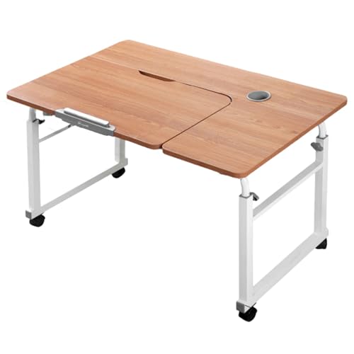 RAPGACBQ Mobiler Rolltisch – vielseitiger Mehrzweckwagen mit Rollen für Zuhause, Büro oder Küche – leicht zu bewegen, verstellbare Höhe und stilvolles Design (Teakfarbe/links 100 cm) von RAPGACBQ