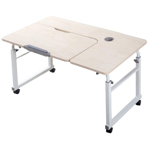 RAPGACBQ Rolltisch mit Rollen, tragbarer Beistelltisch, höhenverstellbar, multifunktional, ideal für Zuhause, Büro und Krankenpflege (Whitemaple/links 100 cm) von RAPGACBQ