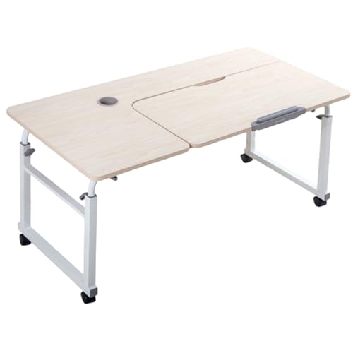 RAPGACBQ Rolltisch mit Rollen, tragbarer Beistelltisch, höhenverstellbar, multifunktional, ideal für Zuhause, Büro und Krankenpflege (Whitemaple/rechts, 120 cm) von RAPGACBQ